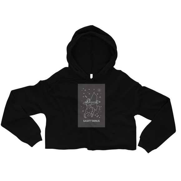 Sagittarius design Crop top hoodie for women - Picture 7 of 13
